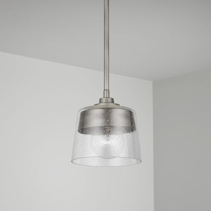 1 Light Pendant, Washed Grey/Clear