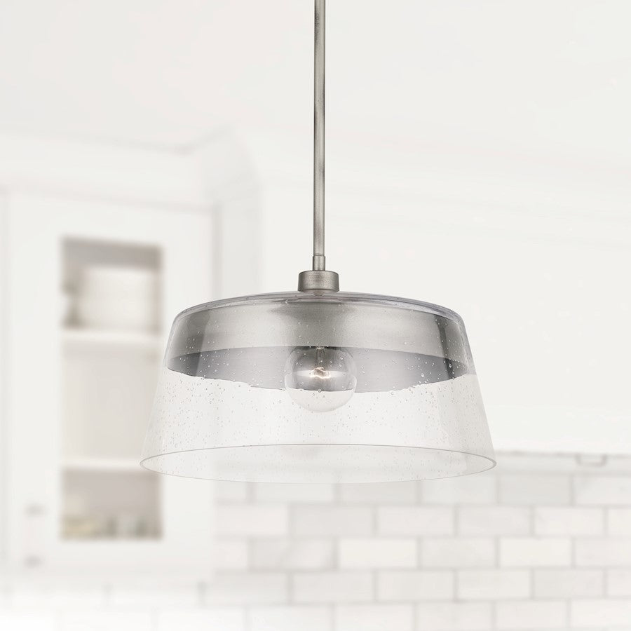 1 Light Pendant, Washed Grey/Clear