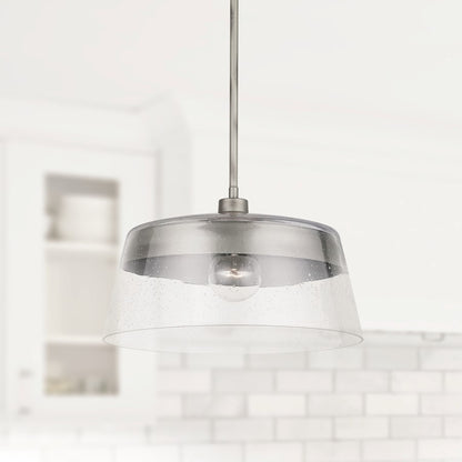1 Light Pendant, Washed Grey/Clear