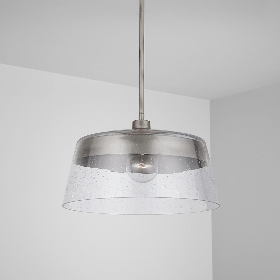 1 Light Pendant, Washed Grey/Clear