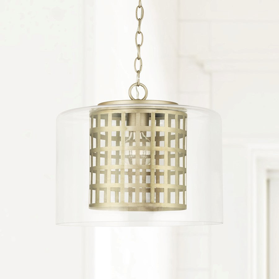 1 Light Pendant, Aged Brass Painted