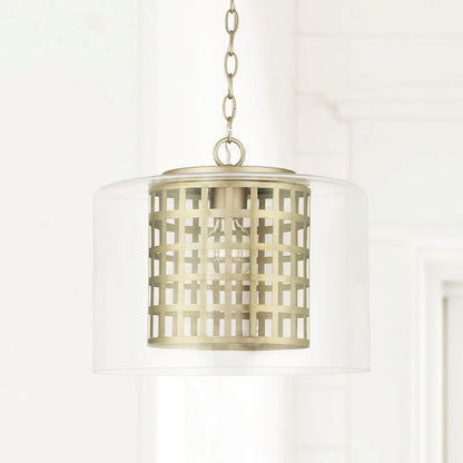 1 Light Pendant, Aged Brass Painted