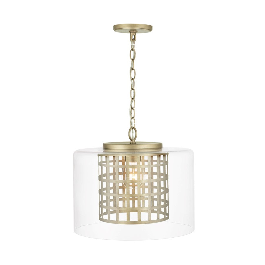 1 Light Pendant, Aged Brass Painted