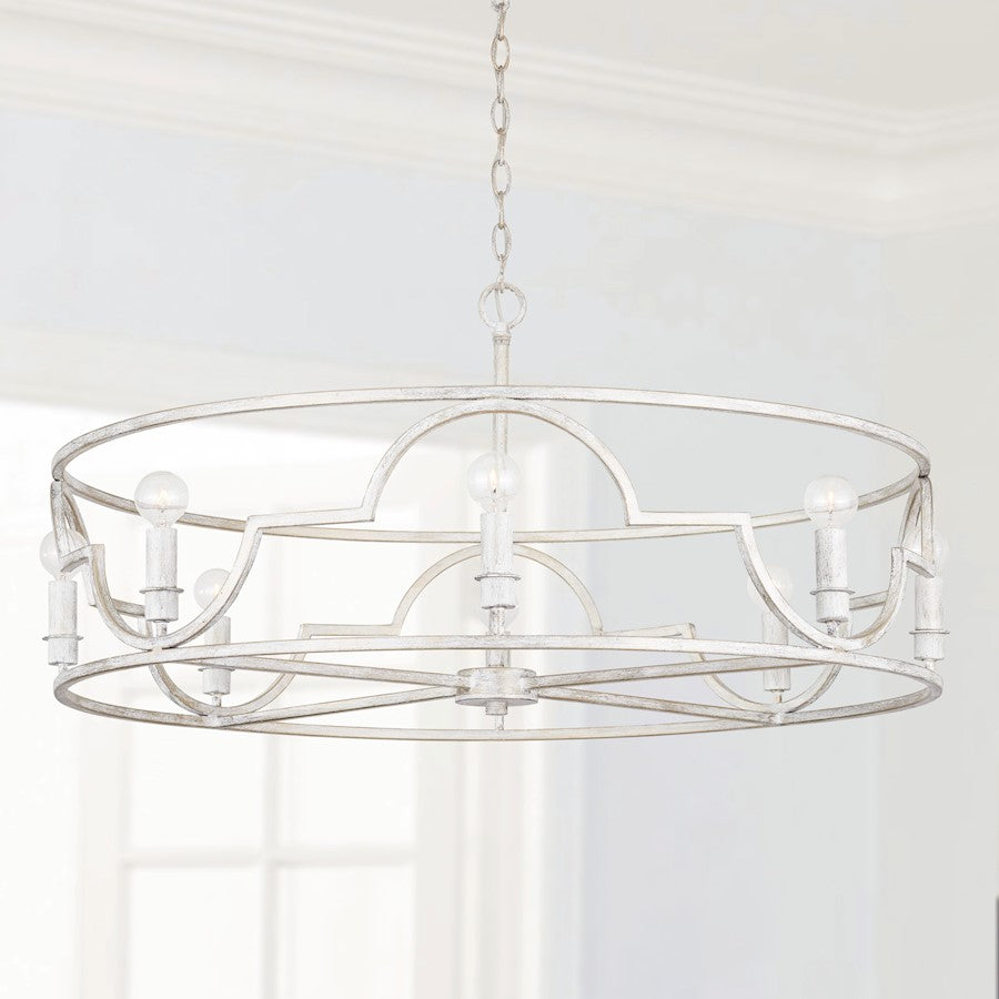 8 Light Pendant, Winter White