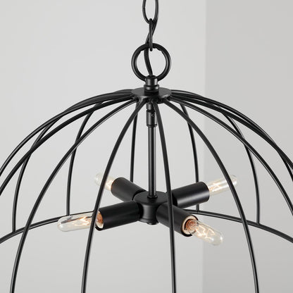 4 Light Pendant, Matte Black