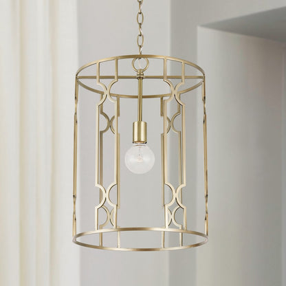 1 Light Pendant, Aged Brass