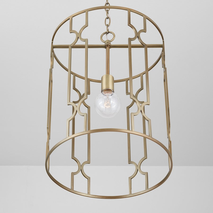 1 Light Pendant, Aged Brass