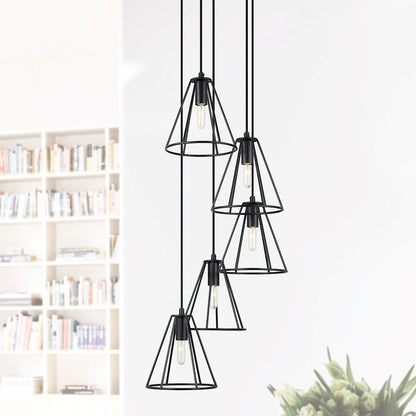 5 Light Pendant, Matte Black
