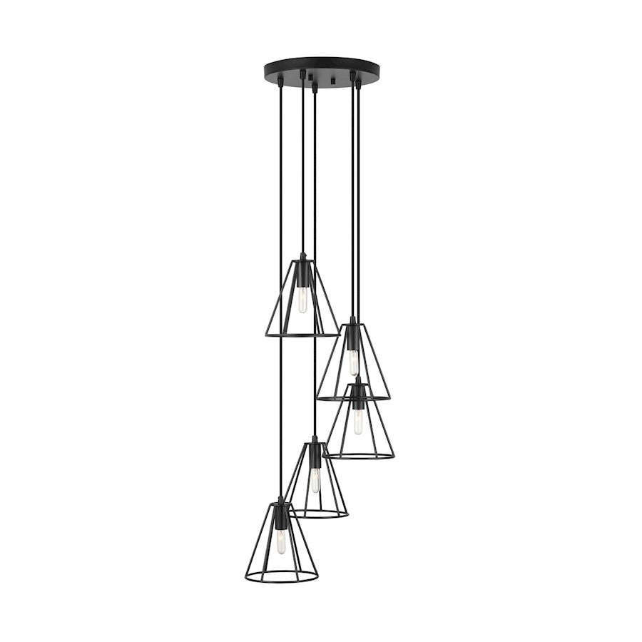5 Light Pendant, Matte Black