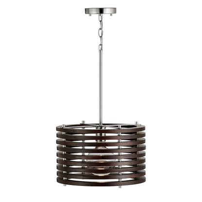 1 Light Pendant, Dark Wood/Nickel