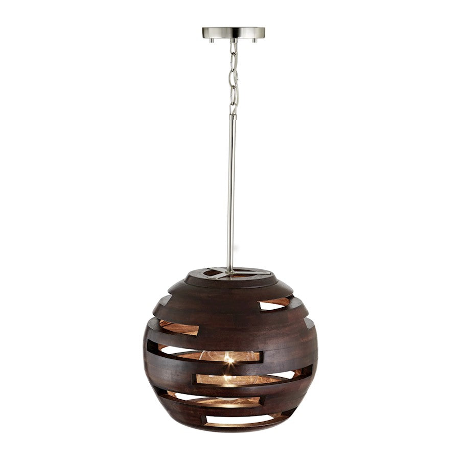 1 Light Pendant, Dark Wood/Nickel