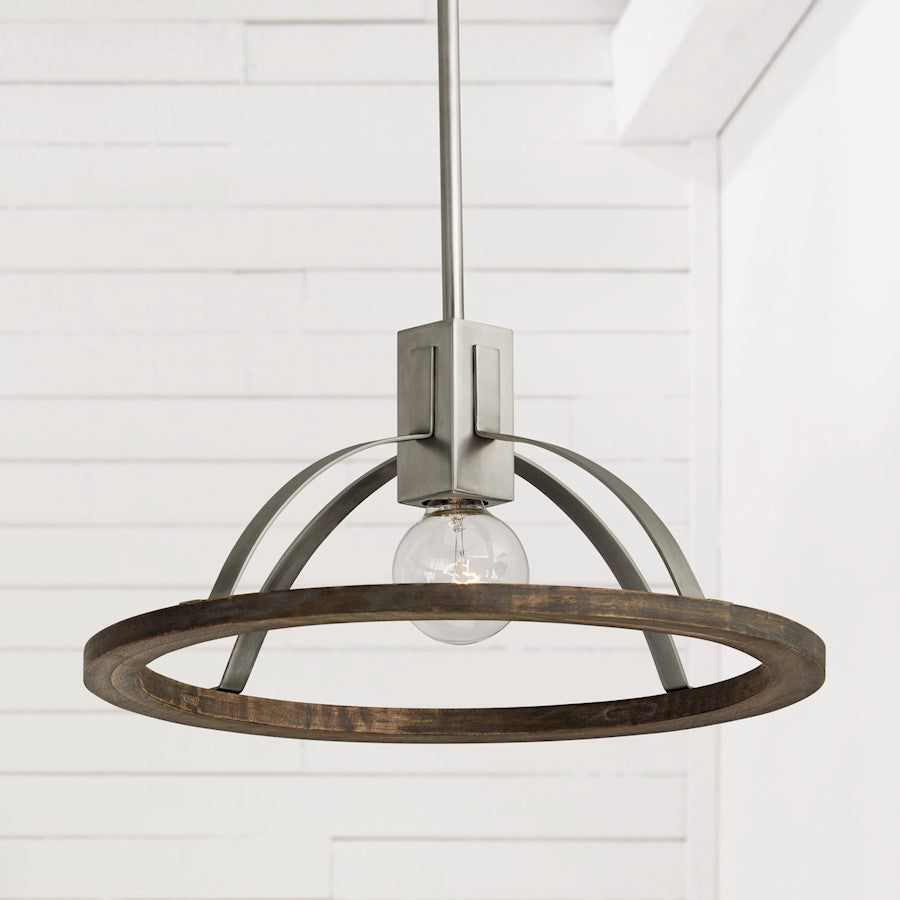 1 Light Small Pendant, Grey WMatte Nickel