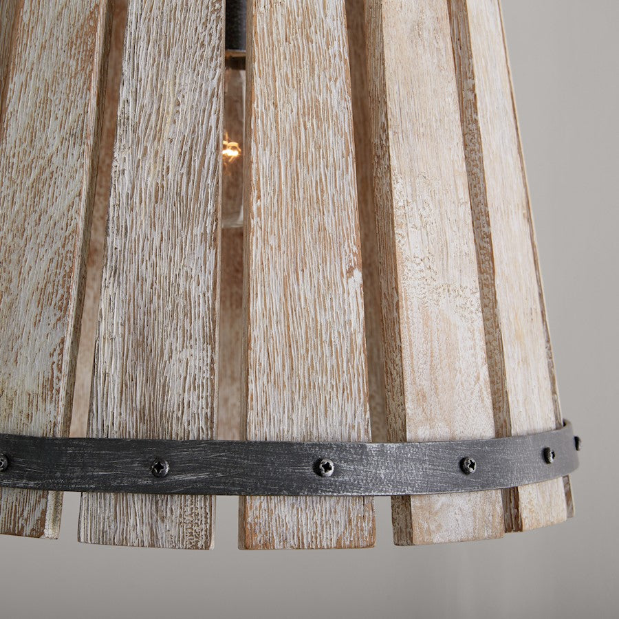 1 Light Pendant, Brushed White WNordic Iron