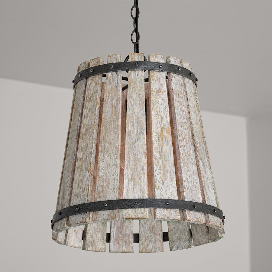 1 Light Pendant, Brushed White WNordic Iron
