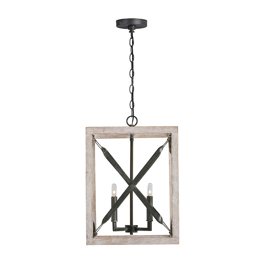 4 Light Pendant, Brushed White Nordic Iron