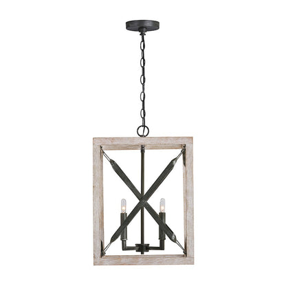 4 Light Pendant, Brushed White Nordic Iron