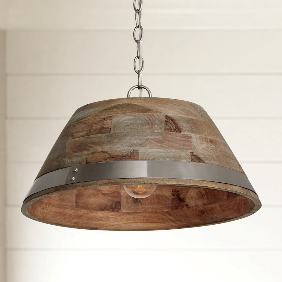 1 Light Large Pendant, Grey WMatte Nickel