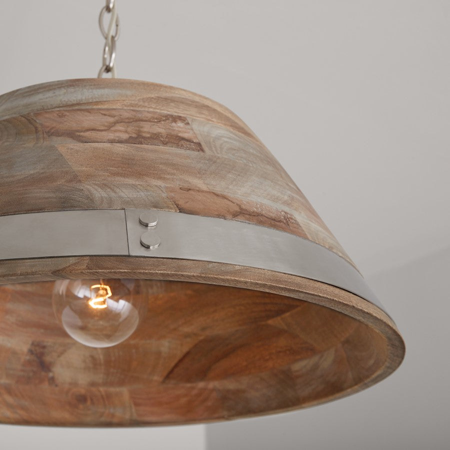 1 Light Large Pendant, Grey WMatte Nickel
