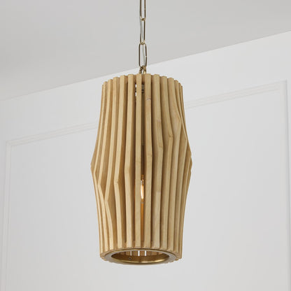 Capital Lighting Archer 1Lt Pendant, Blonde Wood and Matte Brass
