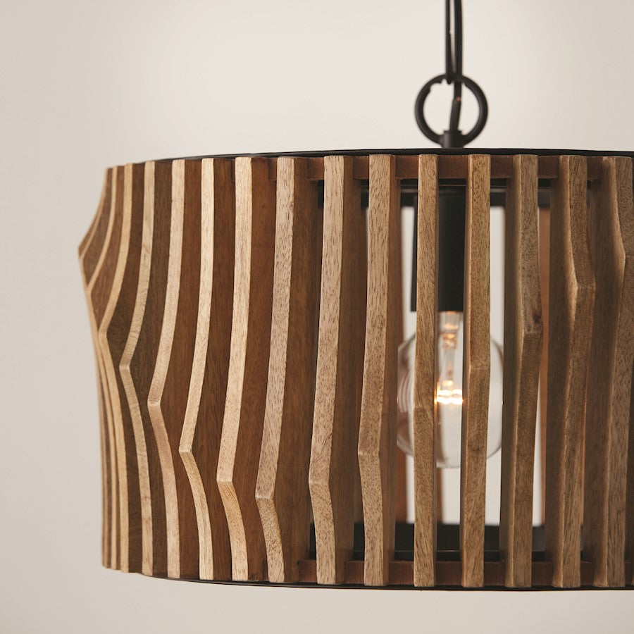 1 Light Pendant, Wood/Black