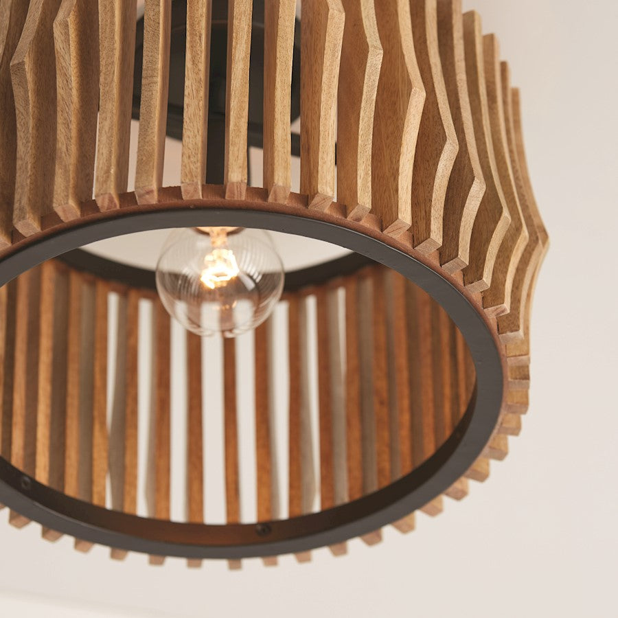 1 Light Pendant, Wood/Black
