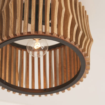 1 Light Pendant, Wood/Black