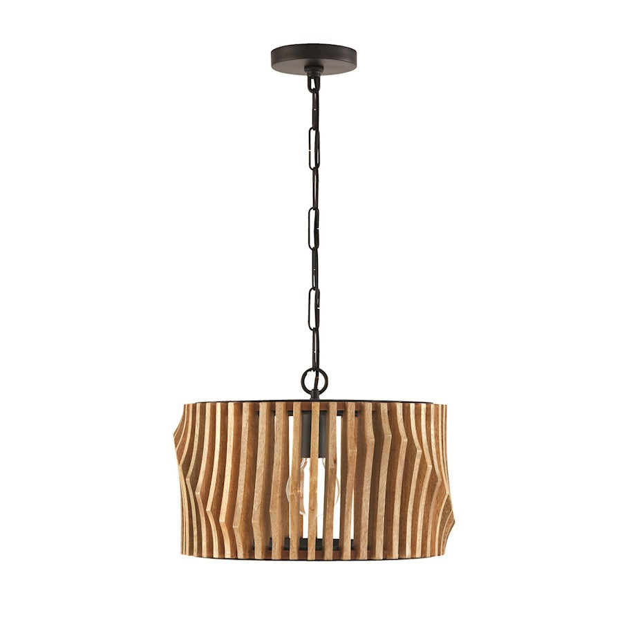 1 Light Pendant, Wood/Black