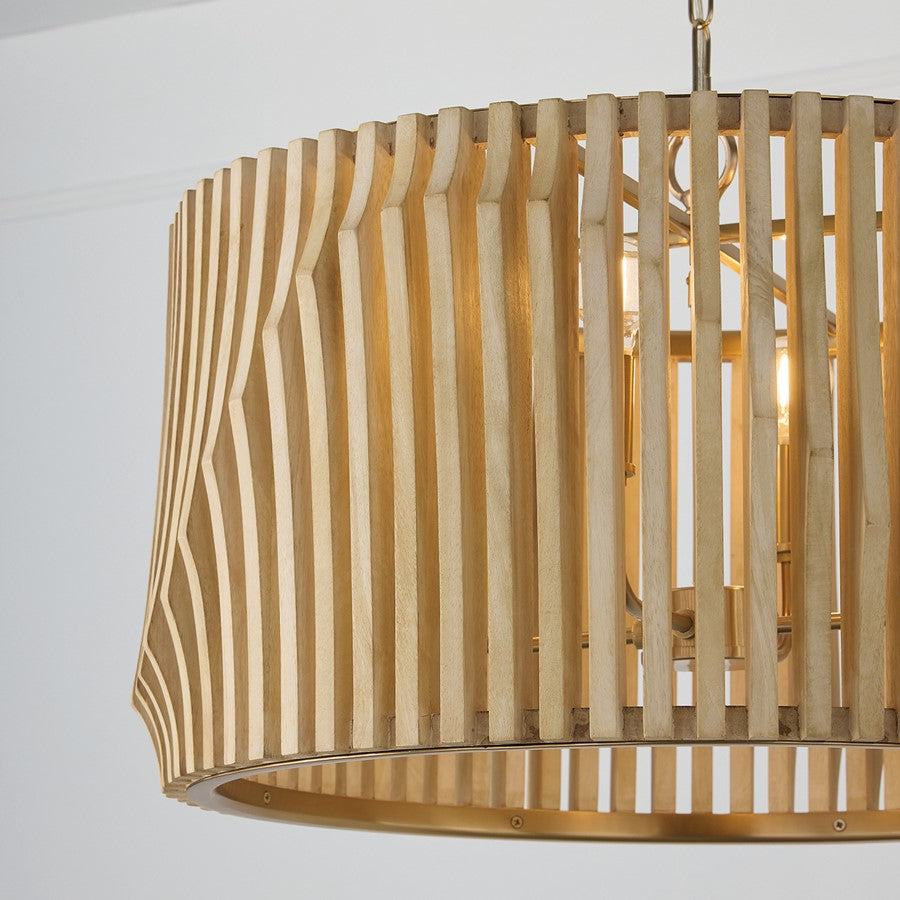 Capital Lighting Archer 4Lt Pendant, Blonde Wood and Matte Brass