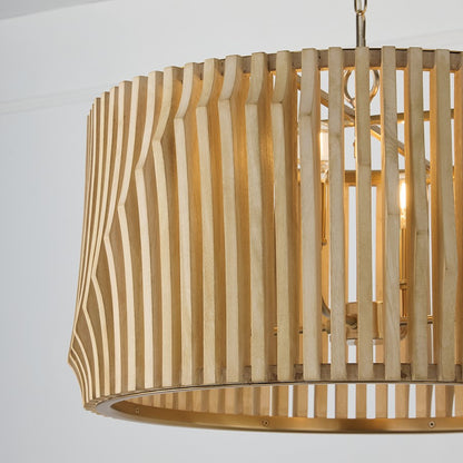 Capital Lighting Archer 4Lt Pendant, Blonde Wood and Matte Brass