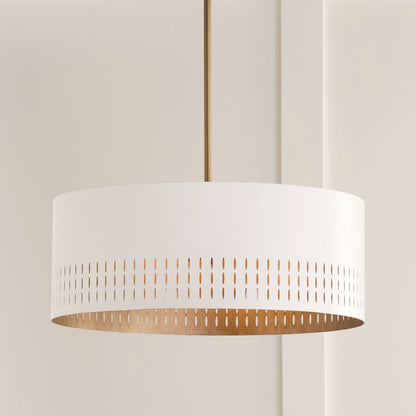 1 Light Pendant, Aged Brass/White
