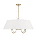 Capital Lighting Julia 4Lt Pendant, Brass/White Bolt-On - 352741MA