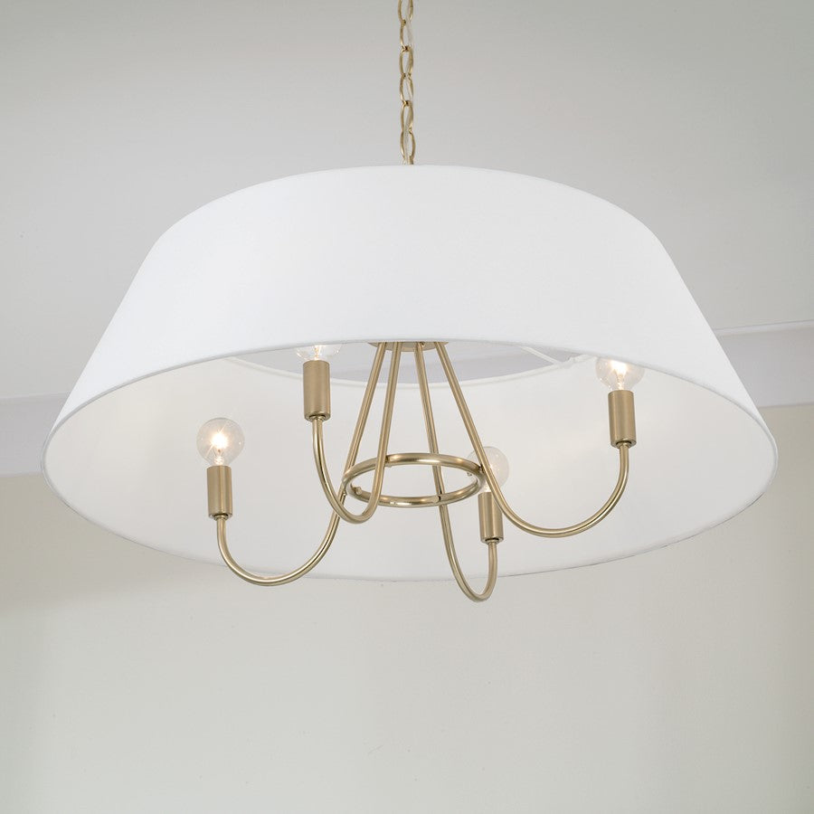 4 Light Pendant, Brass