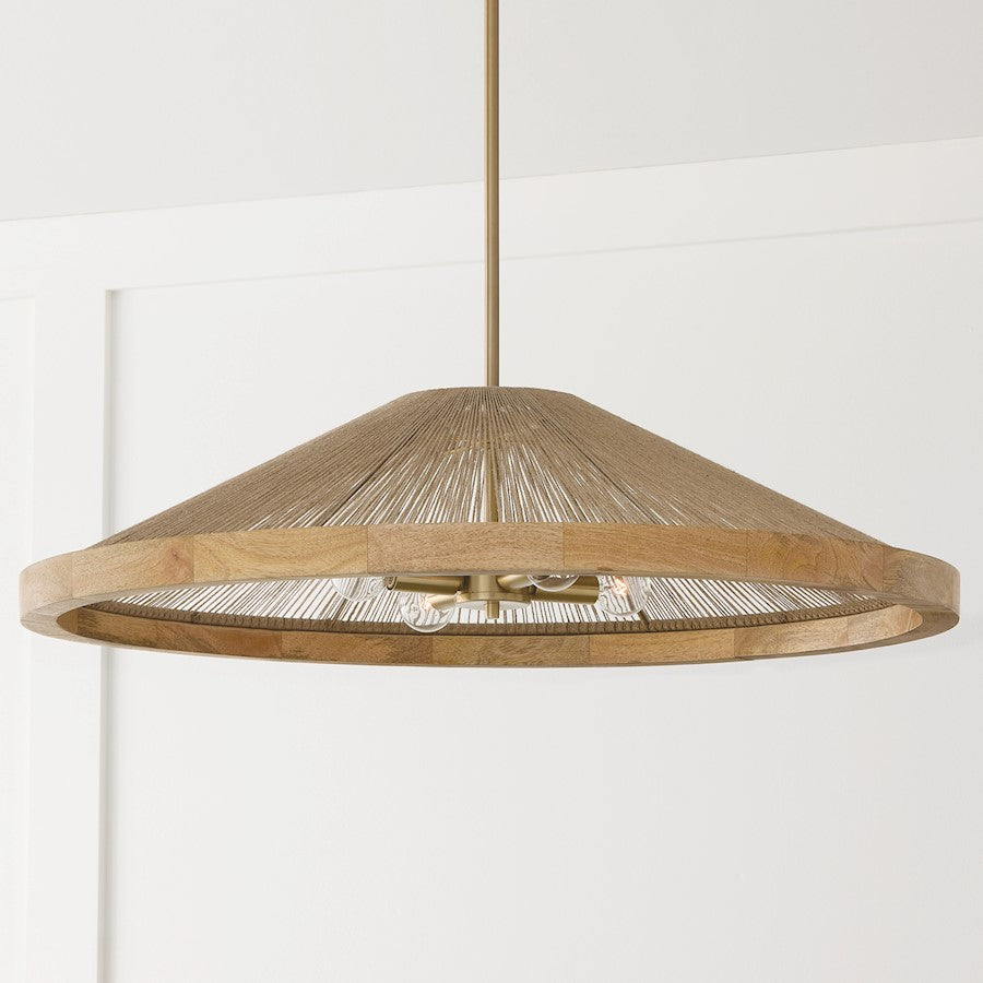 4 Light 8" Pendant, Matte Brass