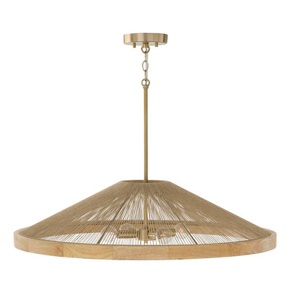 4 Light 8" Pendant, Matte Brass