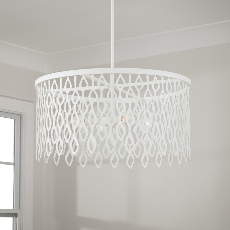 4 Light Pendant, Matte White