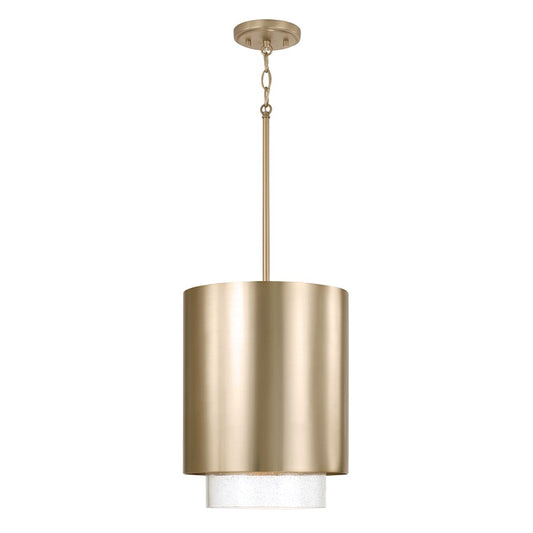 Capital Lighting Weller 1Lt Pendant, Matte Brass/Clear Seeded - 353011MA