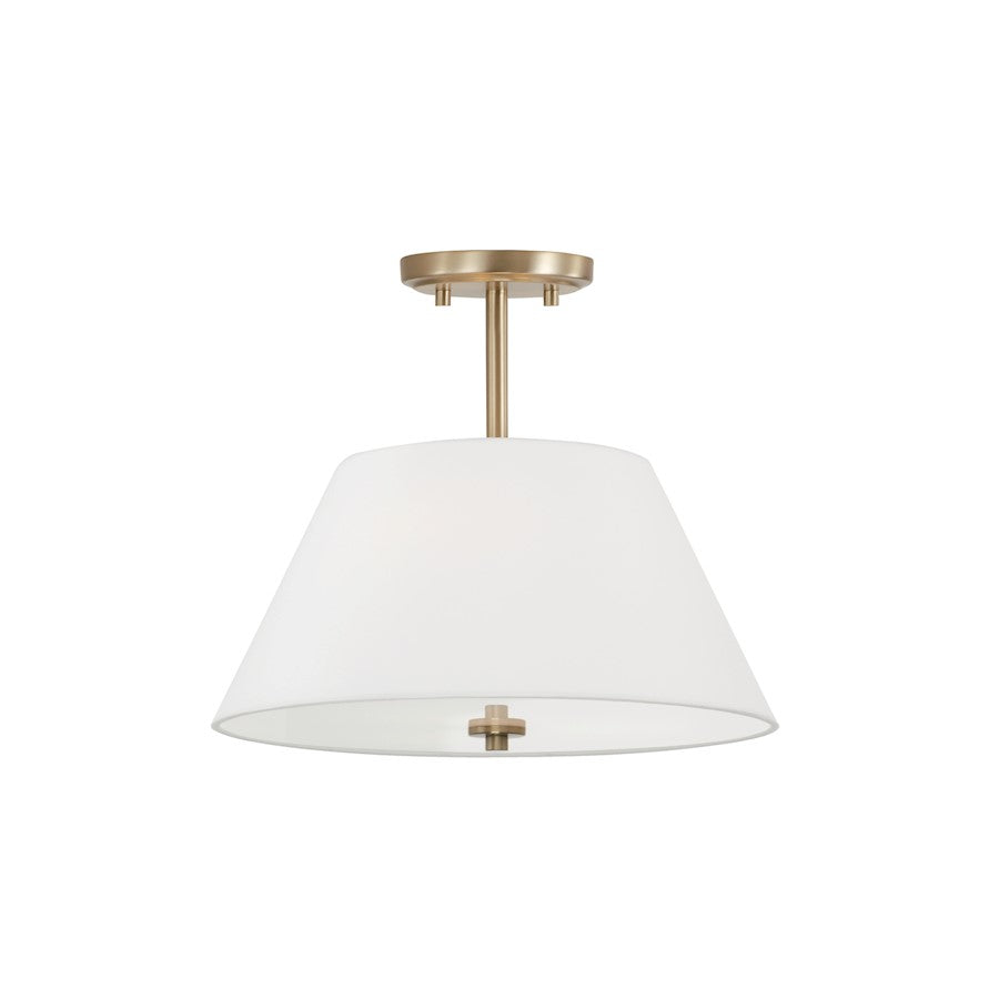 Capital Lighting Parson 3Lt Semi Flush, Brass/White Bolt-On - 353231MA