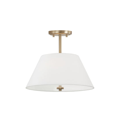 Capital Lighting Parson 3Lt Semi Flush, Brass/White Bolt-On - 353231MA