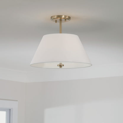 Capital Lighting Parson 3Lt Semi Flush, Brass/White Bolt-On