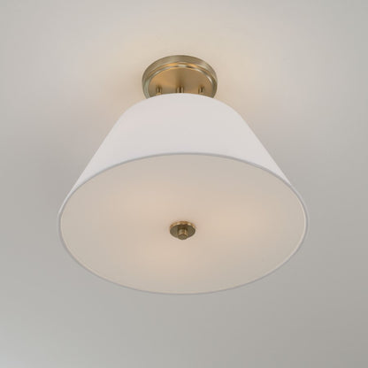 Capital Lighting Parson 3Lt Semi Flush, Brass/White Bolt-On