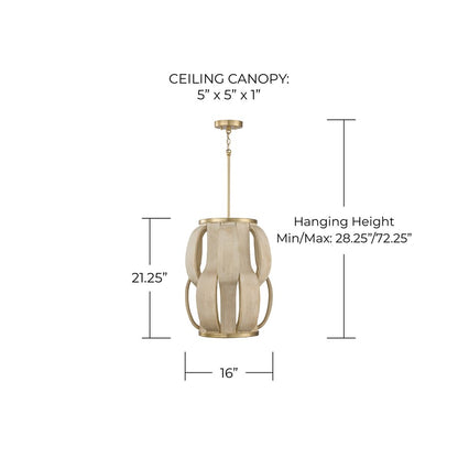 Capital Lighting Willa 1 Light Pendant, Matte Brass
