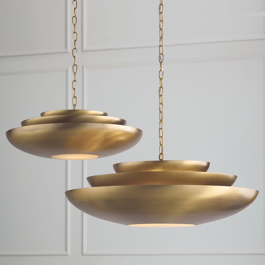 Capital Lighting Gia 1 Light Pendant, Aged Brass