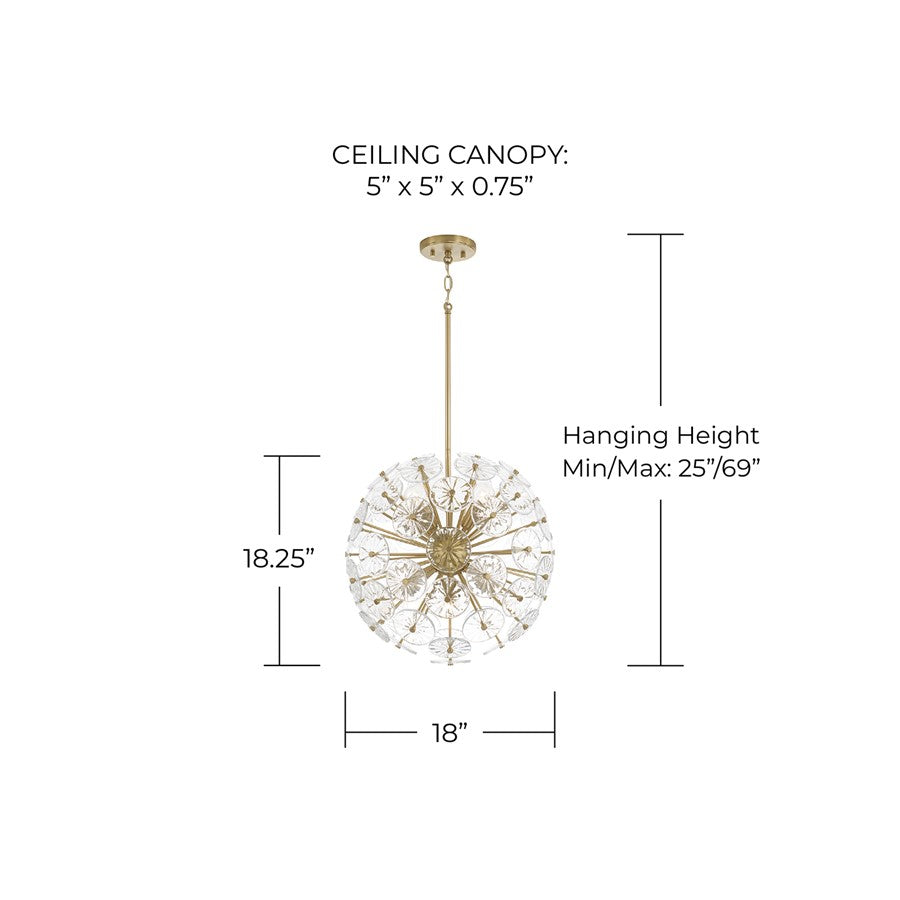 Capital Lighting Emelie 8 Light Pendant, Matte Brass