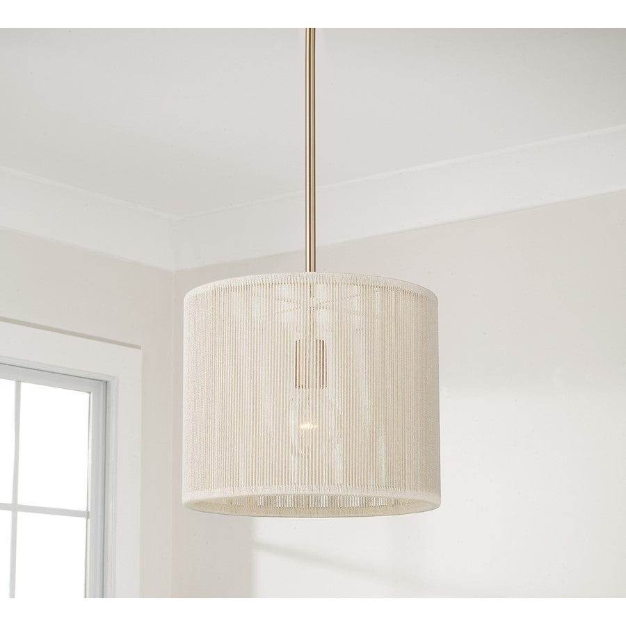 Capital Lighting Tara 1 Light 12" Drum Pendant, Matte Brass
