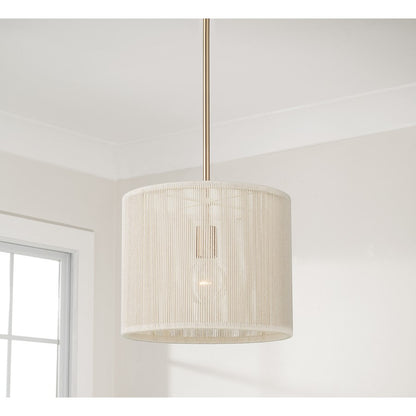 Capital Lighting Tara 1 Light 12" Drum Pendant, Matte Brass