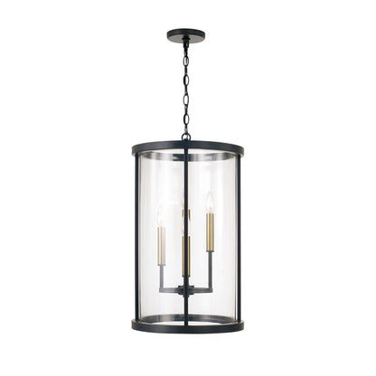 Capital Lighting Davis 4Lt Pendant, Espresso and Brass/Clear Glass