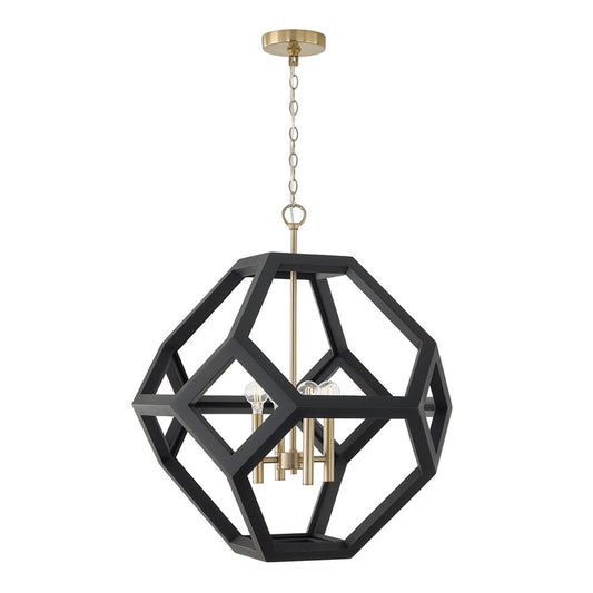 Capital Lighting Geo 4 Light Pendant, Flat Black and Matte Brass - 358441KM
