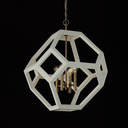 Capital Lighting Geo 4 Light Pendant, Flat White and Matte Brass