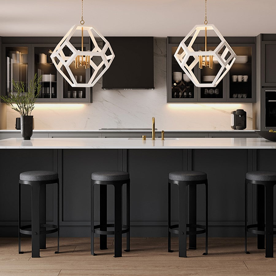 Capital Lighting Geo 4 Light Pendant, Flat White and Matte Brass