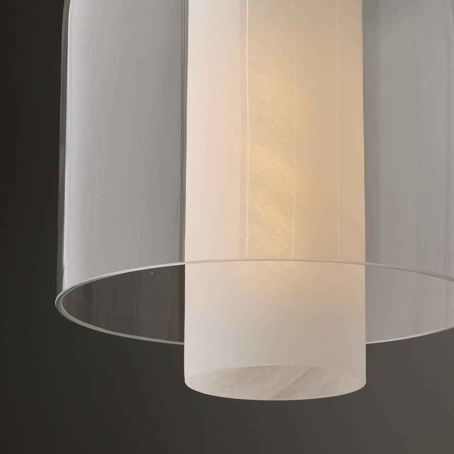 Capital Lighting Liz 1Lt Pendant, Brass/Clear/Faux Alabaster Glass